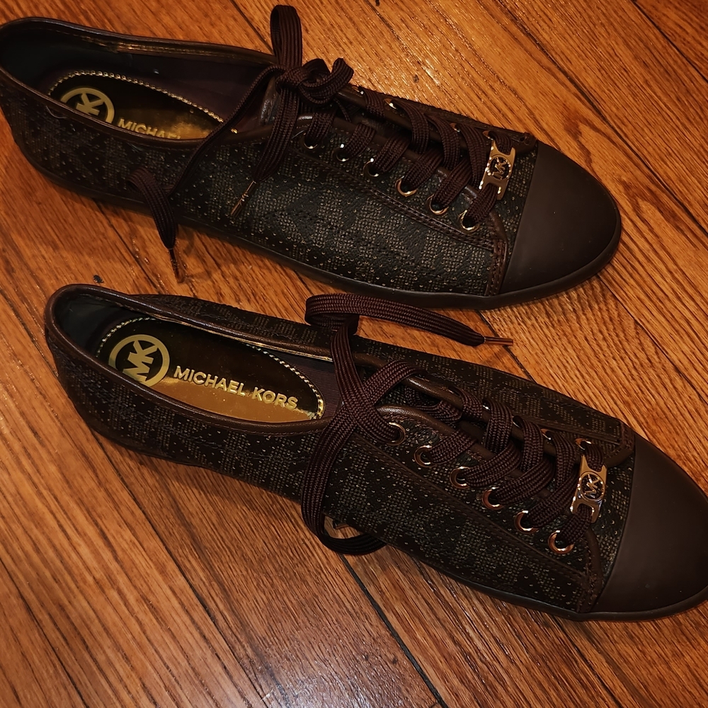 Michael Kors Dark Brown Lace-Up Sneakers
